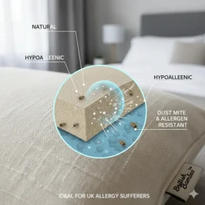 A visual representation of bamboo’s natural resistance to dust mites and allergens, ideal for UK allergy sufferers.