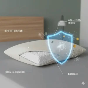 Graphic highlighting the anti-allergen and dust mite resistant properties of a high-quality foam pillow.