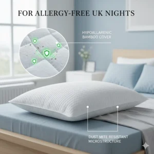 An illustration of a breathable, hypoallergenic bamboo cover found on the best memory foam pillows in the UK.