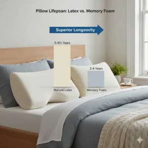 A graph comparing the lifespan and durability of natural latex versus synthetic memory foam pillows.