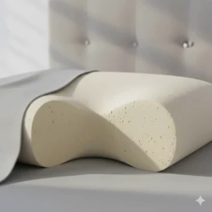Interior view of a solid memory foam pillow showing the uniform density and contoured shape.