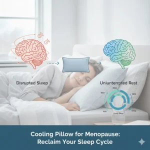 Infographic showing how a cooling pillow helps maintain an uninterrupted sleep cycle during the menopause.
