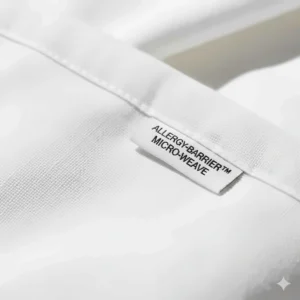 Close-up of tightly woven hypoallergenic fabric designed to block dust mites and allergens.