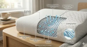 A detailed view of a breathable cotton pillow cover, ideal for a comfortable and cool night's sleep in UK homes.