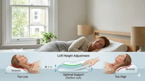Alt text for image 5: A versatile pillow with adjustable height layers to suit different body types and sleeping positions for maximum comfort.