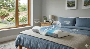 Alt text for image 9: An icon-based illustration representing fire safety and non-toxic foam standards compliant with UK domestic bedding regulations.