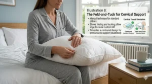 A contoured memory foam pillow with a shoulder cutout design to prevent joint impingement and improve circulation during sleep.
