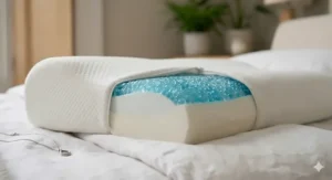Orthopaedic pillow featuring a shoulder cutout to reduce pressure and pain for side sleepers.