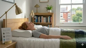 A hand unzipping a soft, breathable cotton cover from an orthopaedic pillow, demonstrating easy maintenance and hygiene.