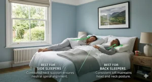 Selecting the best orthopaedic pillow based on side, back, or front sleeping positions.