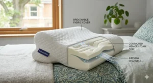 Chart visualising the potential reduction in snoring intensity when using a positional therapy pillow compared to standard pillows.