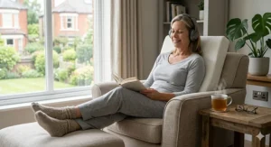 Versatile elevated head pillow used for reading in bed, providing back support and neck comfort.