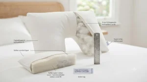 A diagram illustrating the specific height and layering of a firm orthopaedic pillow.