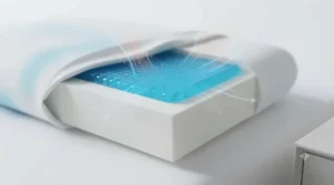 Diagram showing how the inner gel layer dissipates heat to keep the best cooling gel pillow at a comfortable temperature.