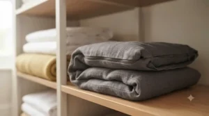 Lightweight backrest pillow for bed with an integrated top carry handle, shown ready to be moved between rooms.