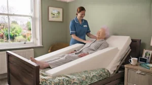 A pair of side rail foam wedges designed to keep a patient securely positioned in the centre of the bed.