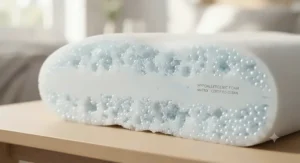 Cross-section showing the soft, hypoallergenic foam matrix inside the pillow.