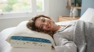 A freshly laundered hypoallergenic pillow being fluffed, highlighting easy machine-washable maintenance for everyday home use.