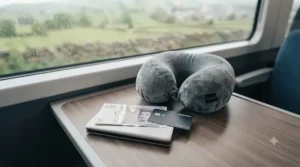 Premium yet affordable travel pillow neatly displayed, highlighting exceptional value under twenty pounds.