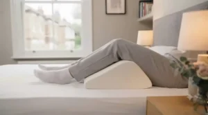 Comfortable recovery setup using a supportive wedge pillow under £40 for post-surgery elevation.