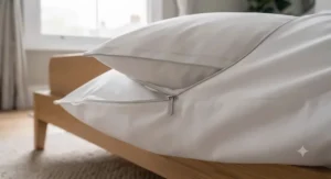 An anti-allergy standard pillow being refreshed, suitable for allergy sufferers.