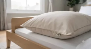 Sustainable recycled-fibre standard pillow with an organic cotton cover.