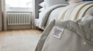 Size comparison guide showing a large European square pillow next to a standard UK bed pillow.