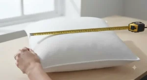 Side-by-side comparison of a low-profile flat square cushion insert and an extra-plump hollowfibre alternative[cite: 7]