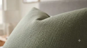 Close-up of premium woven fabric on a European square pillowcase for UK decorative bedding[cite: 2]
