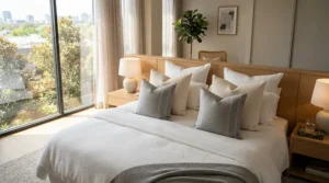 Multiple oxford pillowcases arranged in matching pairs to demonstrate various pillowcase pack sizes.