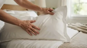 A plump oxford pillow for decorative bedding featuring a structured border and fluffy insert